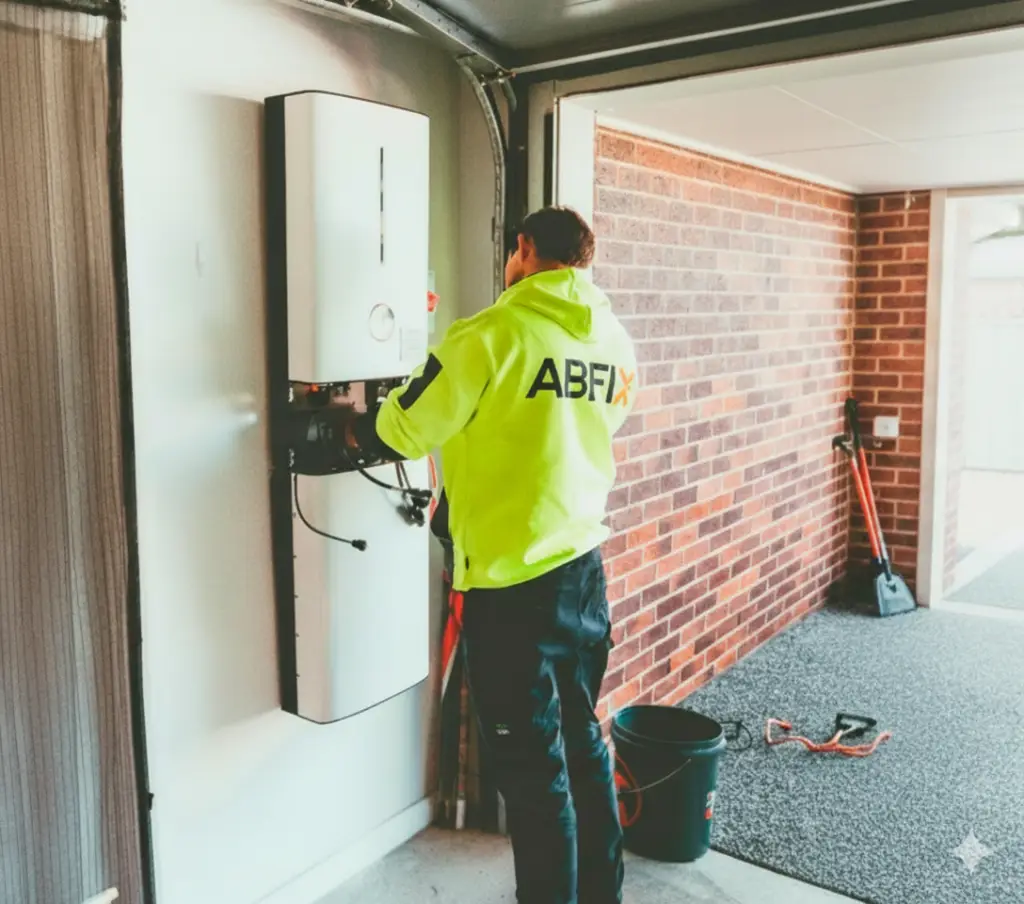 ABFix electrician installing solar battery storage system in UK home